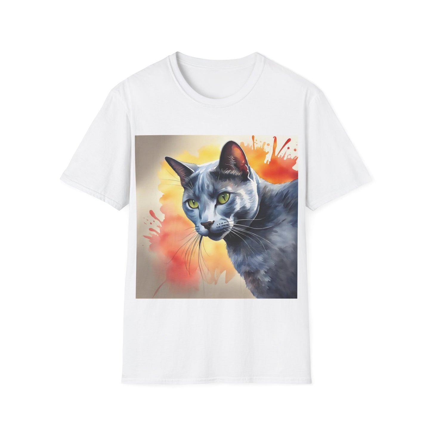 Russian Blue Cat Cute Watercolor T-Shirt