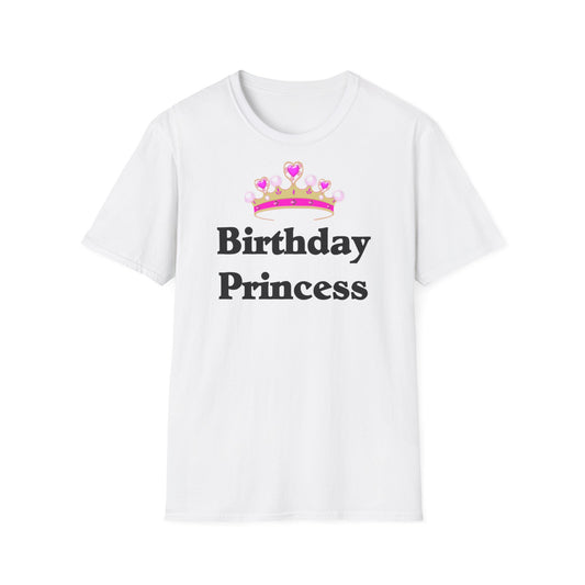 A white t-shirt with a design of a crown and the words: Birthday Princess