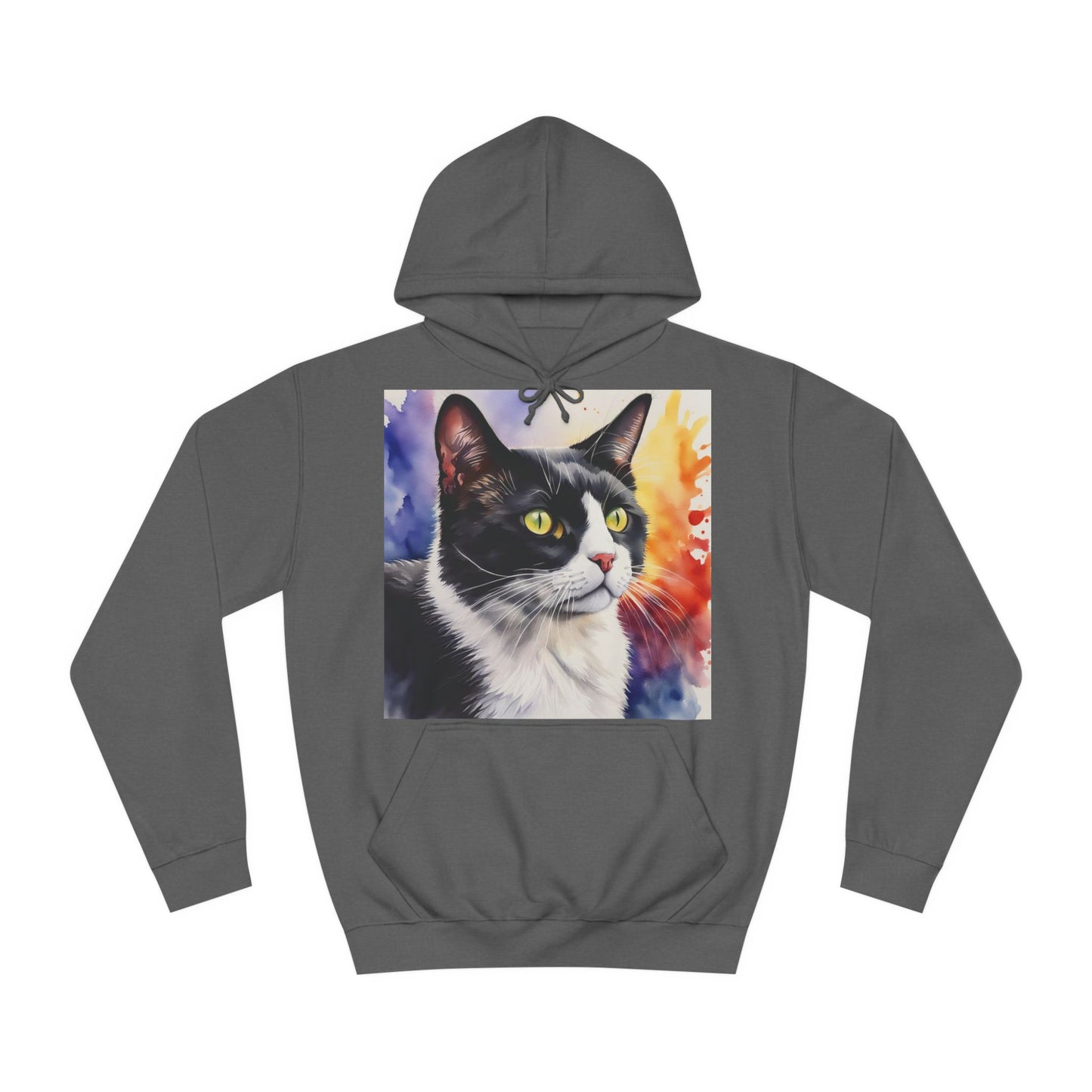 Black And White Tuxedo Cat Watercolor Hoodie