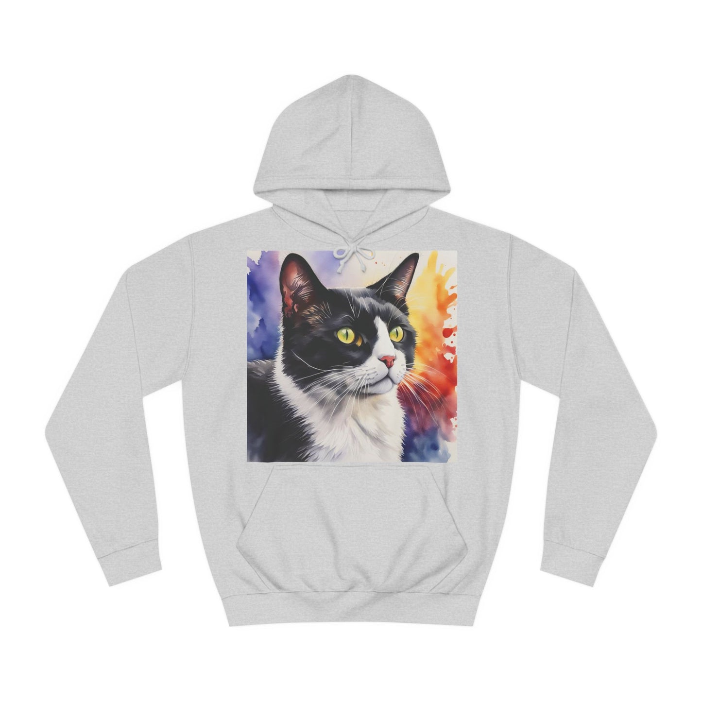 Black And White Tuxedo Cat Watercolor Hoodie