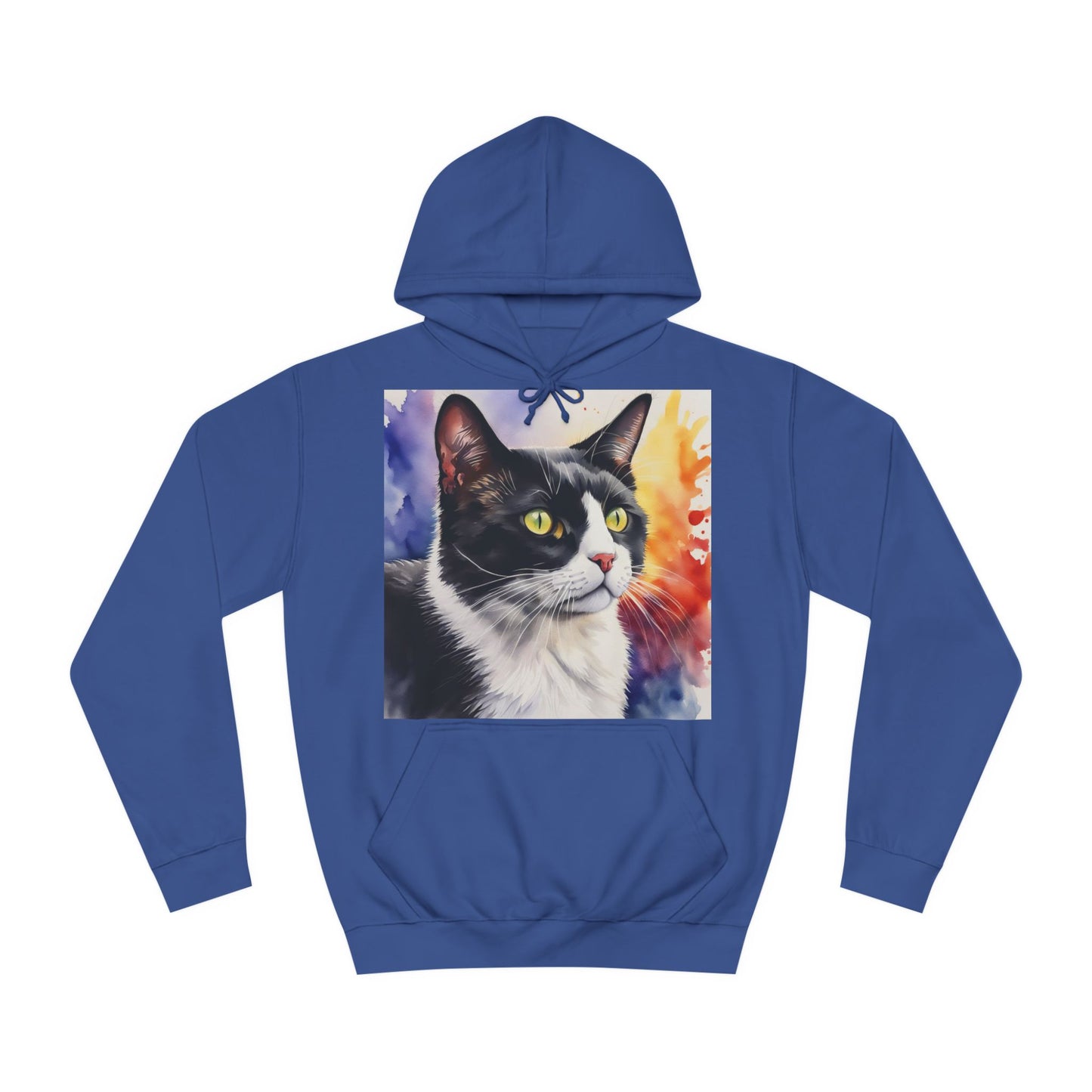 Black And White Tuxedo Cat Watercolor Hoodie