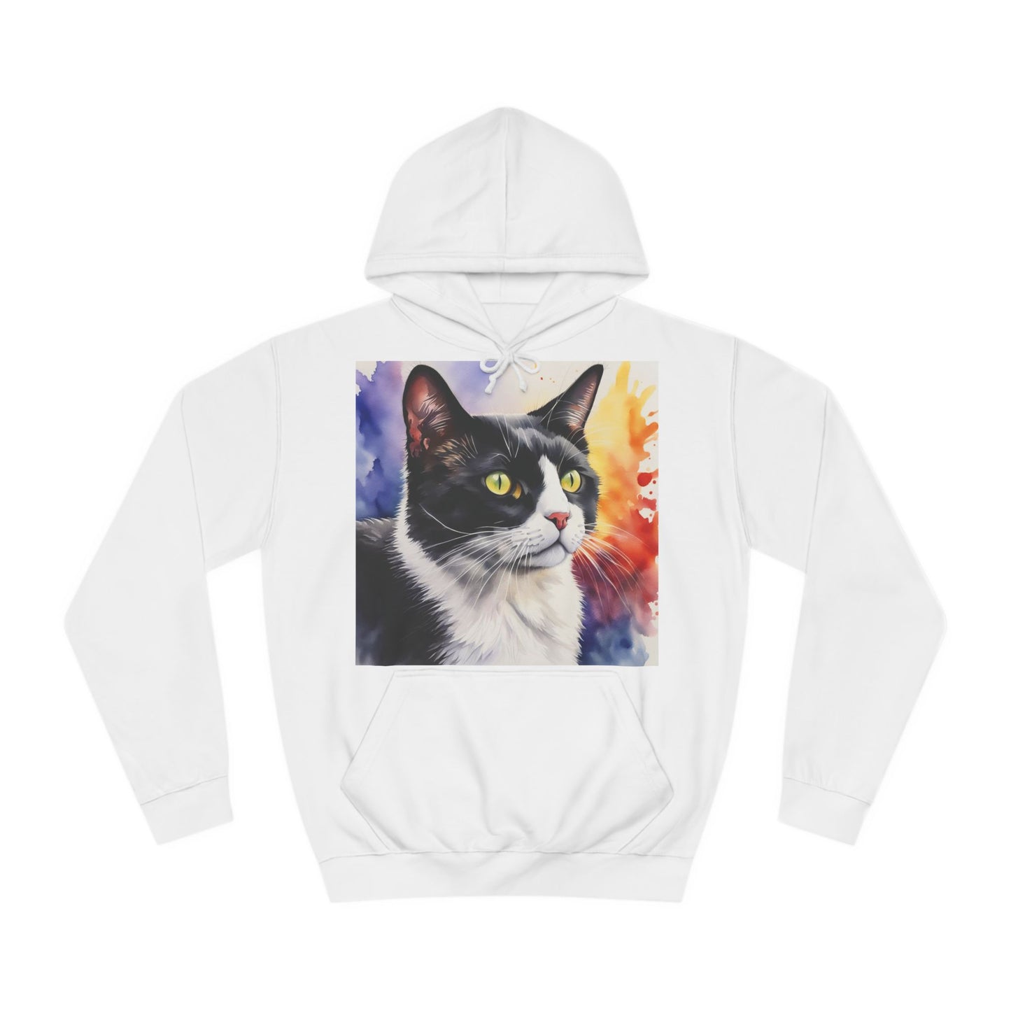 Black And White Tuxedo Cat Watercolor Hoodie