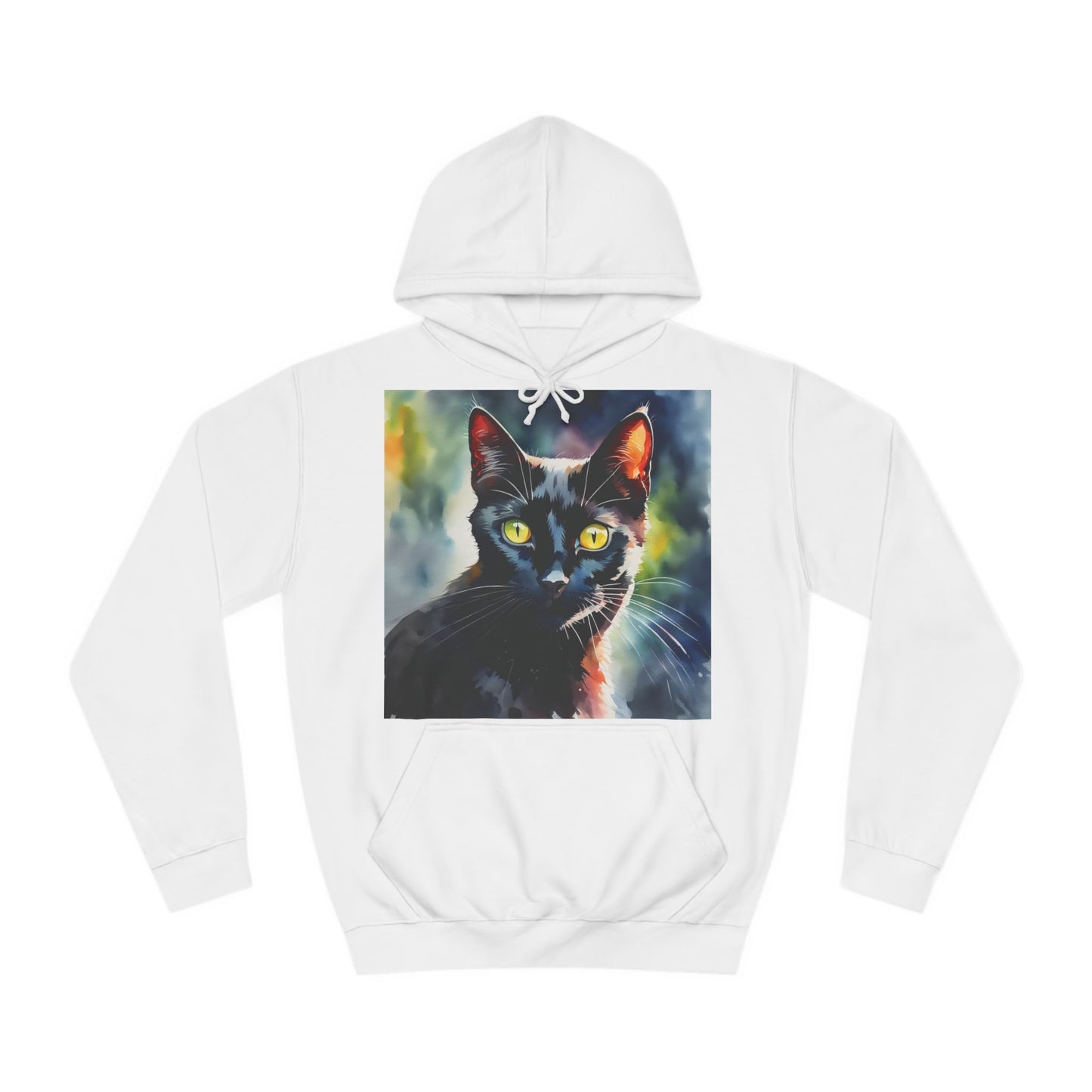 Black Cat Cute Watercolor Hoodie