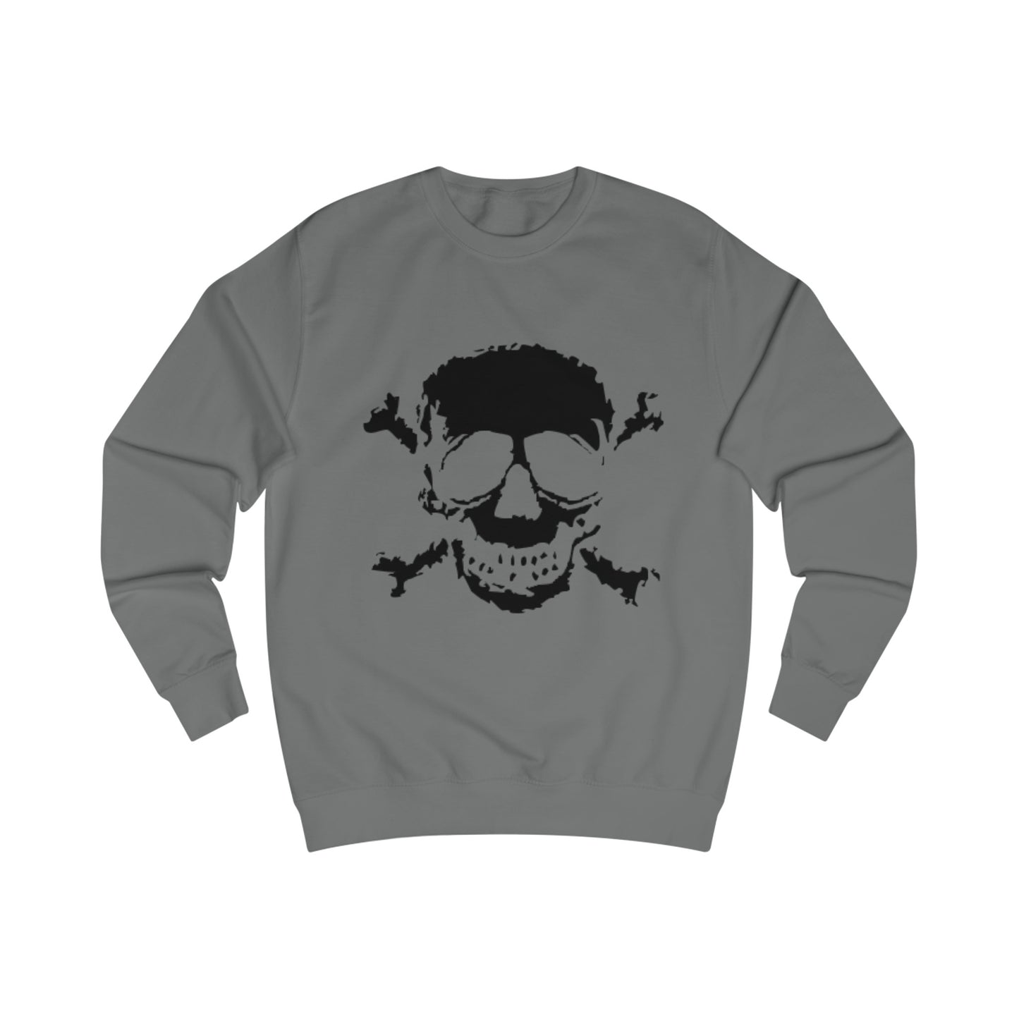 Black Skull and Crossbones Distressed Sweatshirt