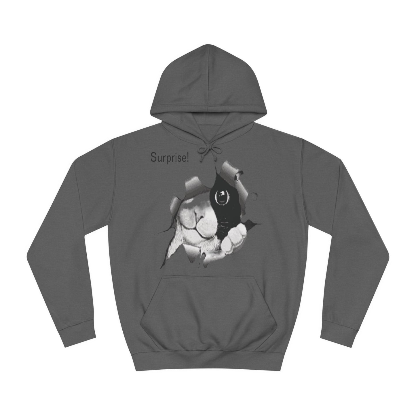 Curious Black and White Cat Surprise Hoodie