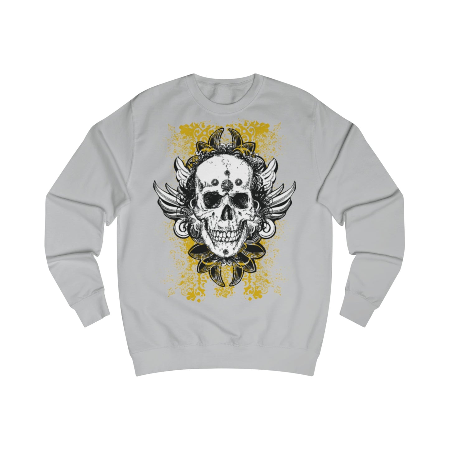 Vintage Grunge Skull Wings Yellow Lace Graffiti Sweatshirt