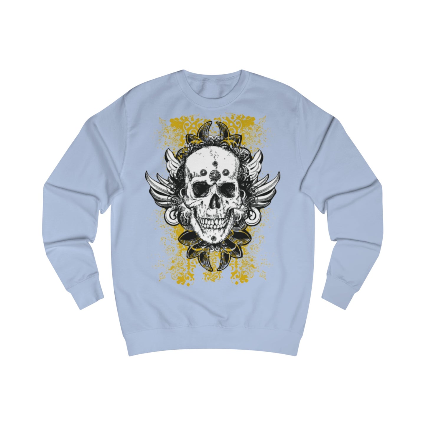 Vintage Grunge Skull Wings Yellow Lace Graffiti Sweatshirt