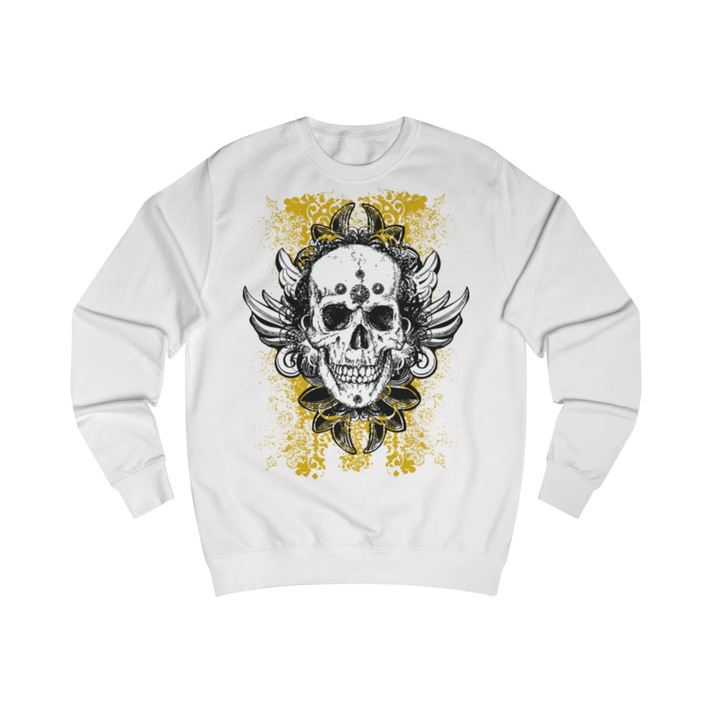 Vintage Grunge Skull Wings Yellow Lace Graffiti Sweatshirt