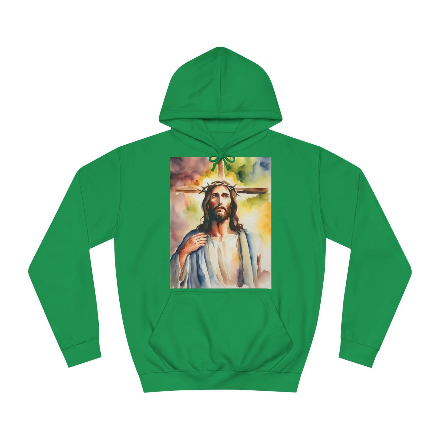 Jesus Christ Cross Watercolor Portrait Painting Hoodie