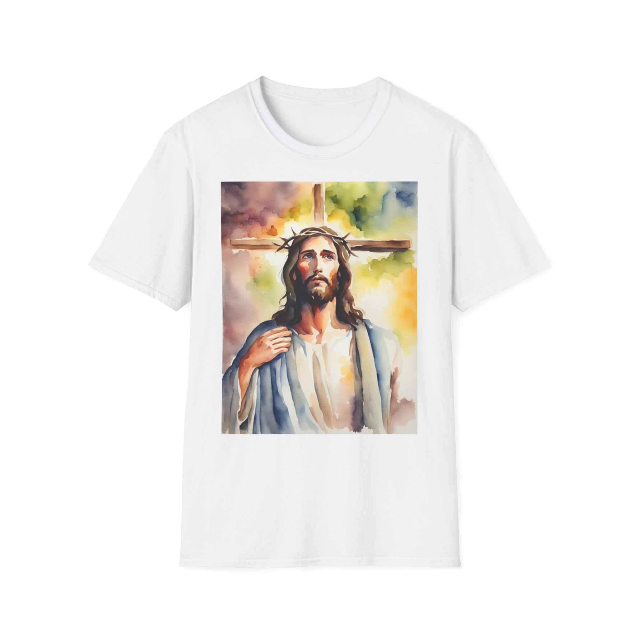 Jesus Christ Cross Watercolor Portrait Painting T-Shirt – Murphy Morgan ...