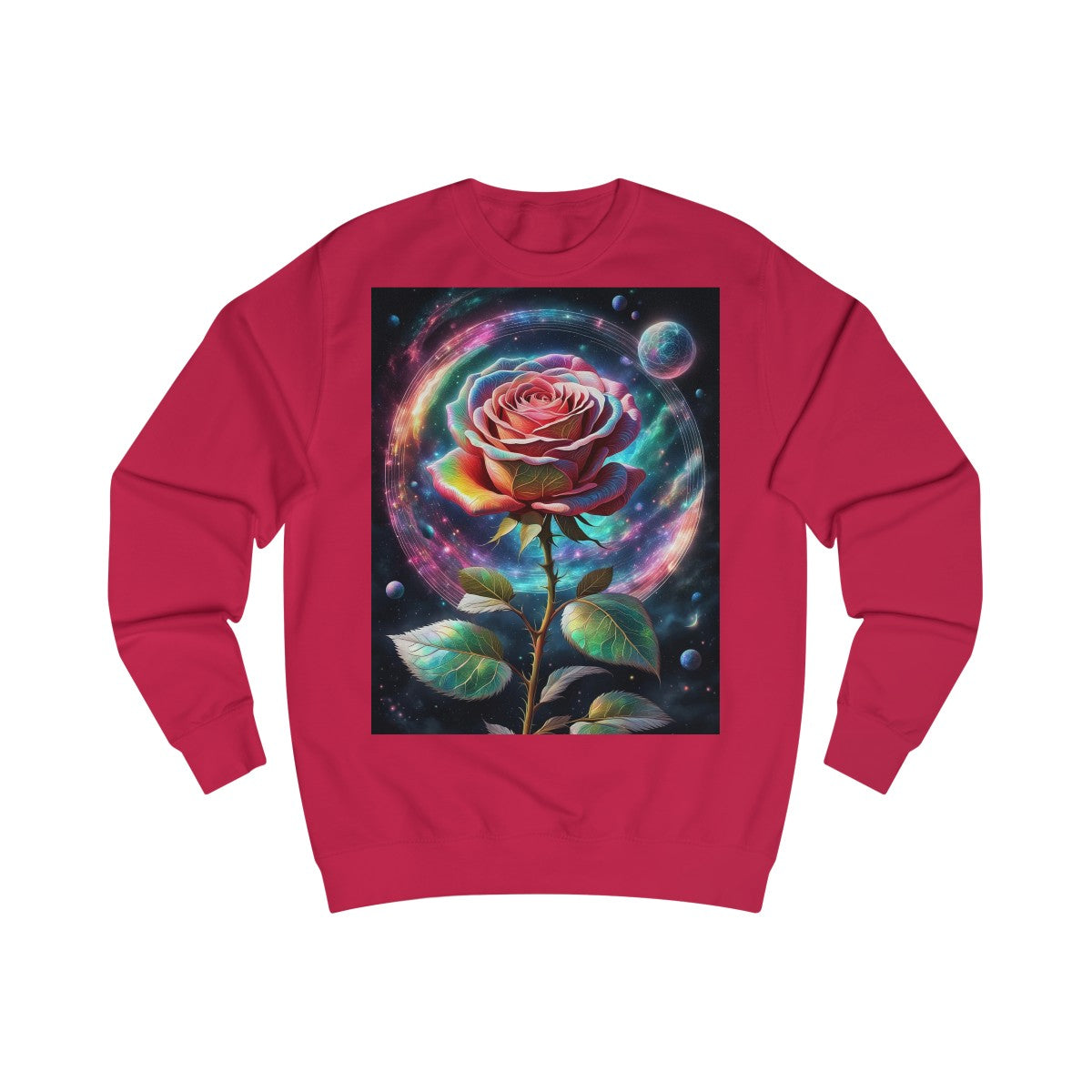 Rainbow Rose Cosmic Space Flower Sweatshirt