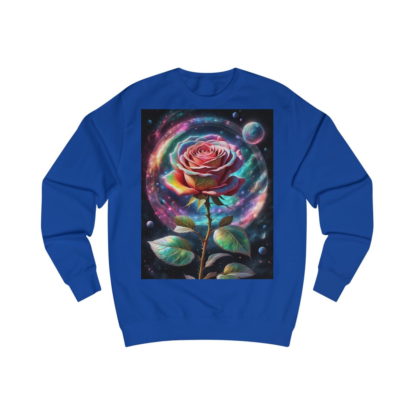 Rainbow Rose Cosmic Space Flower Sweatshirt