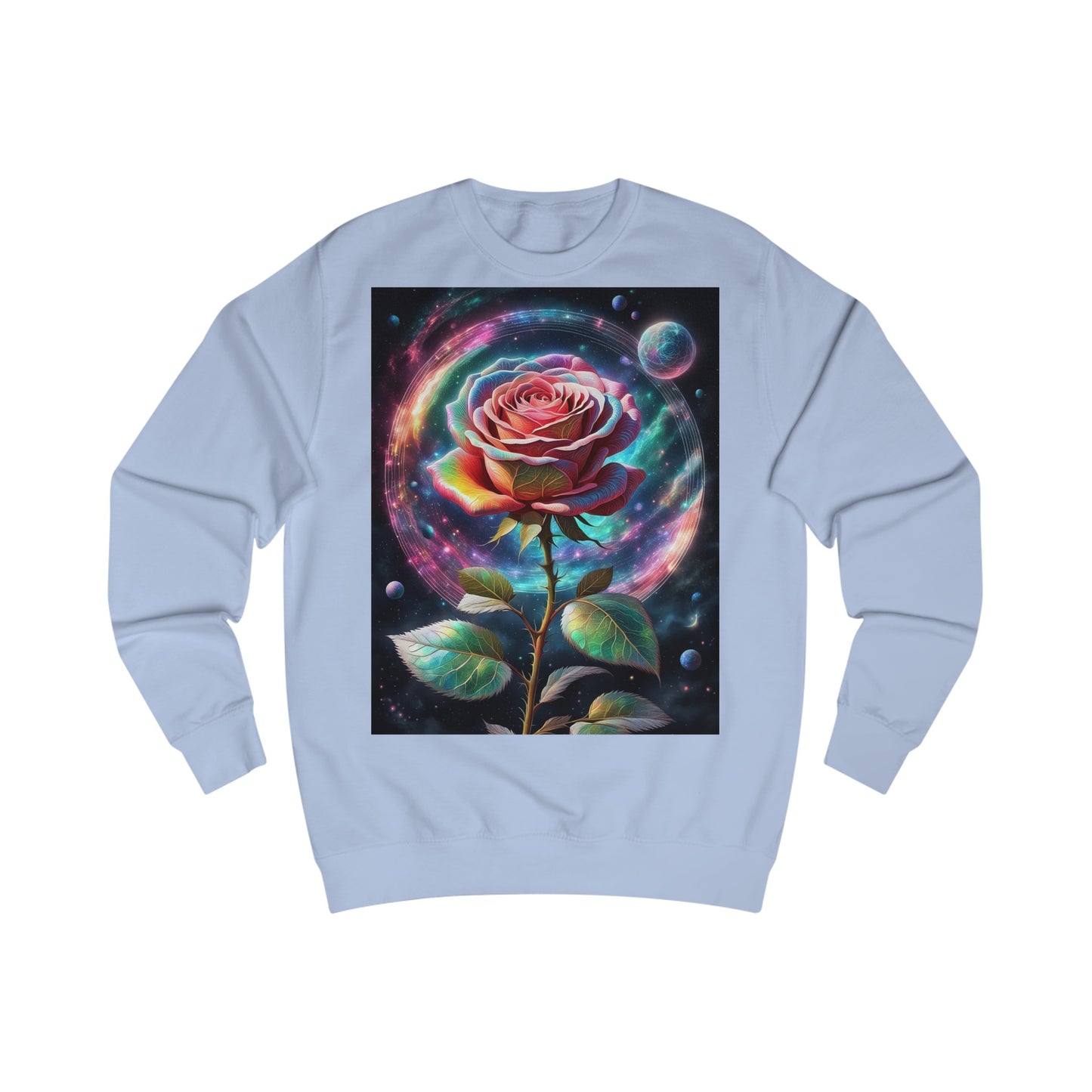 Rainbow Rose Cosmic Space Flower Sweatshirt