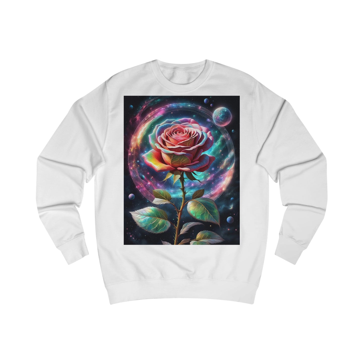 Rainbow Rose Cosmic Space Flower Sweatshirt