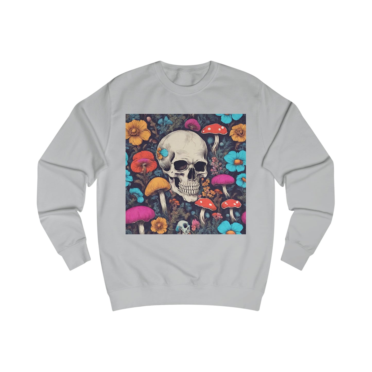 Skull With Magic Toadstools And Flowers Sweatshirt