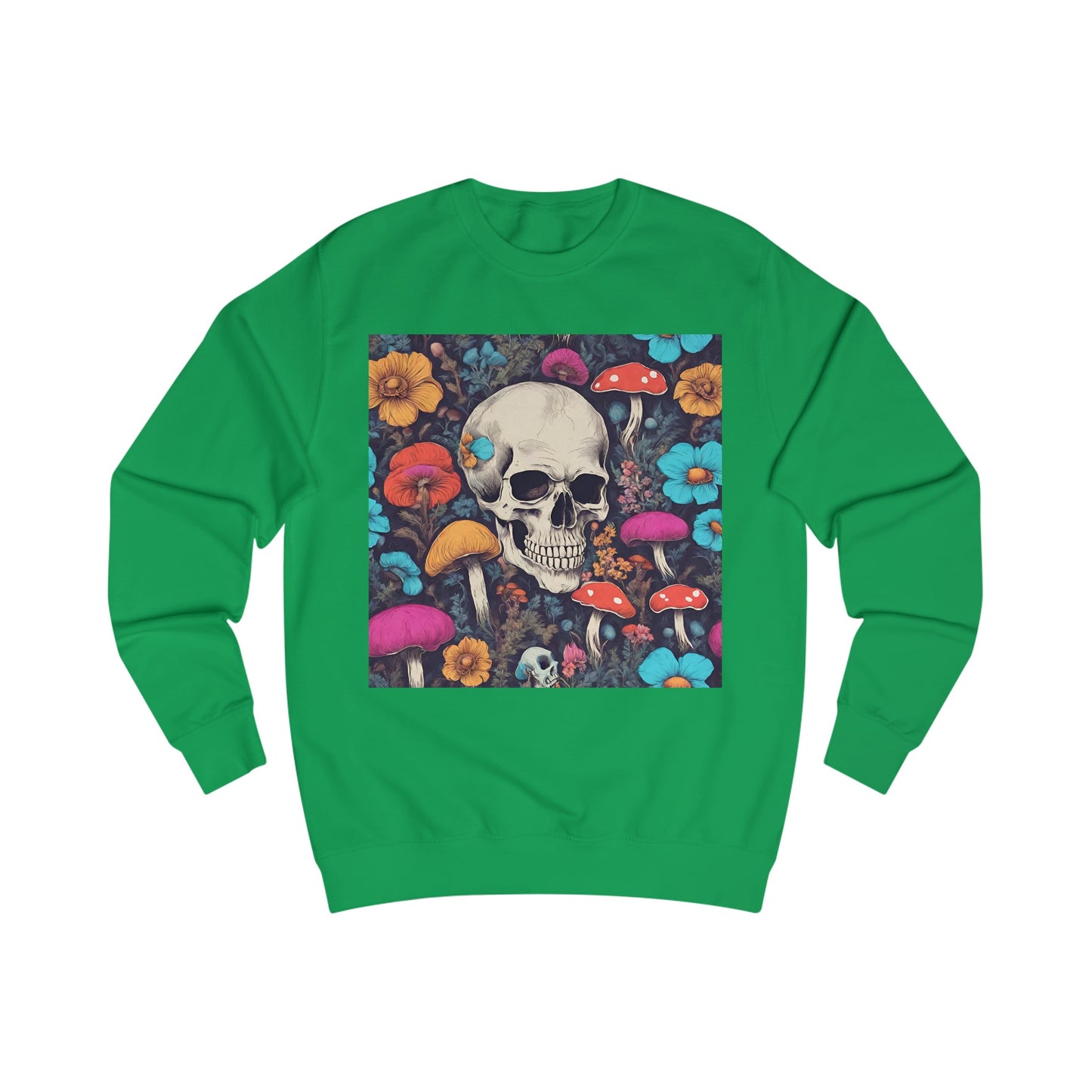 Skull With Magic Toadstools And Flowers Sweatshirt