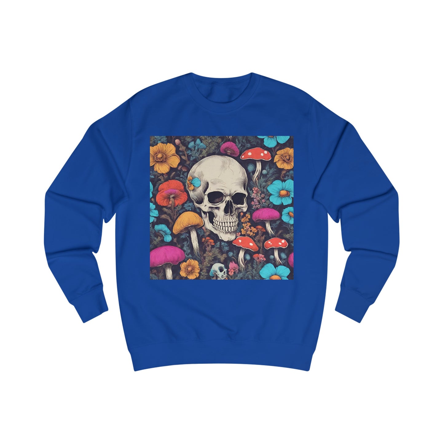 Skull With Magic Toadstools And Flowers Sweatshirt