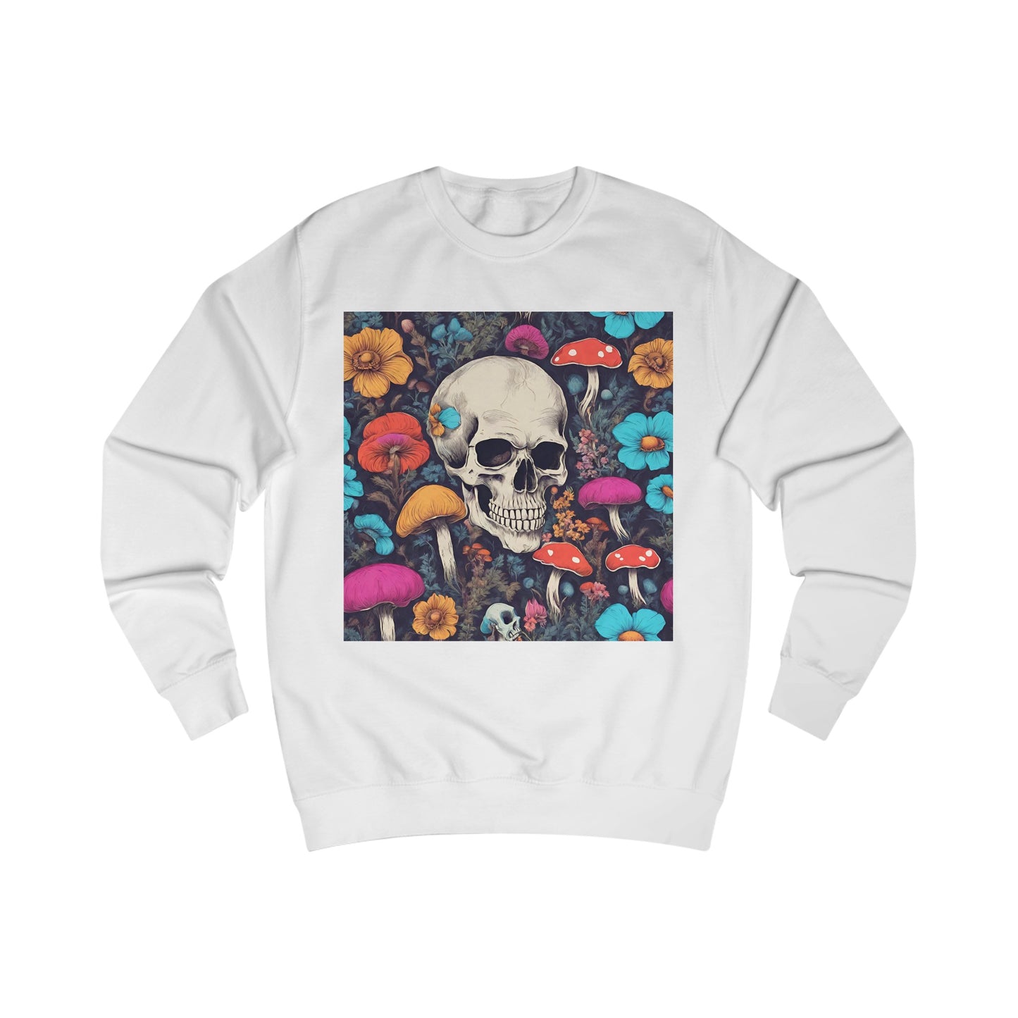 Skull With Magic Toadstools And Flowers Sweatshirt