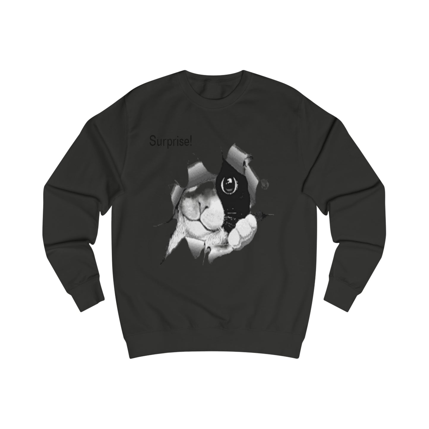 Curious Black and White Cat Surprise Sweatshirt